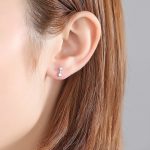 Jade  Stud Earrings With Cubic Zirconia In Sterling Silver