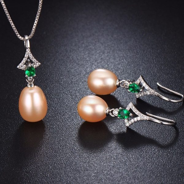 Jane Freshwater Earrings Necklace  Pearl  Jewelry Sets 