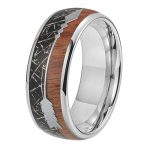 Jasper Tungsten Carbide Ring With Koa Wood Inlay