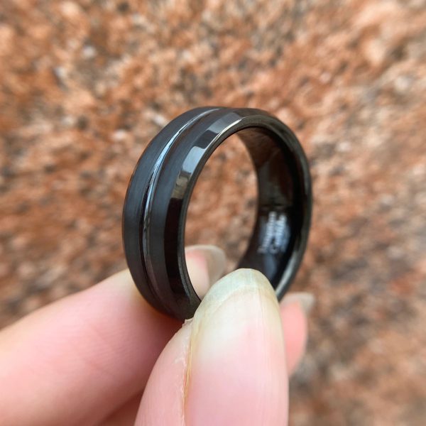 Jay Black Tungsten Carbide Rings For Men-8mm