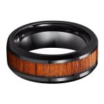 Jillian Black Tungsten Carbide Ring With Wood Inlay