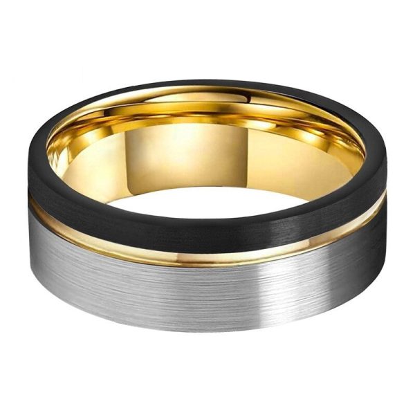 Joel Two Tone Black Gold Tungsten Carbide Ring