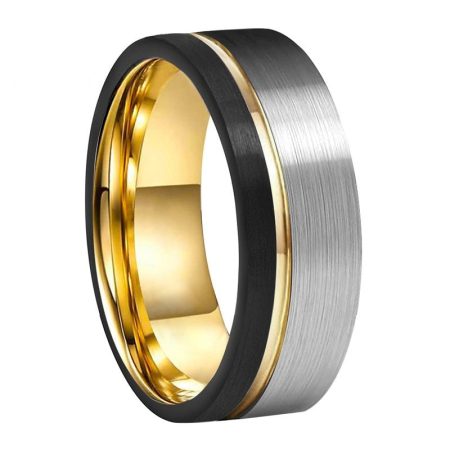 Joel Two Tone Black Gold Tungsten Carbide Ring