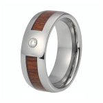 Jude Tungsten Carbide Ring Natural Wood Inlay