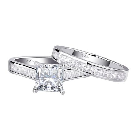 Justine Sterling Silver Bridal Set Rings