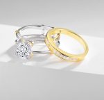 Lena Sterling Silver Yellow Gold Round Cut  Ring Set