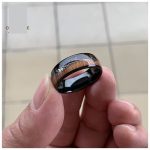 Lenox Black Tungsten Carbide Rings With Koa Wood Inlay