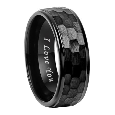 Levi Silver Hammered Tungsten Carbide Ring