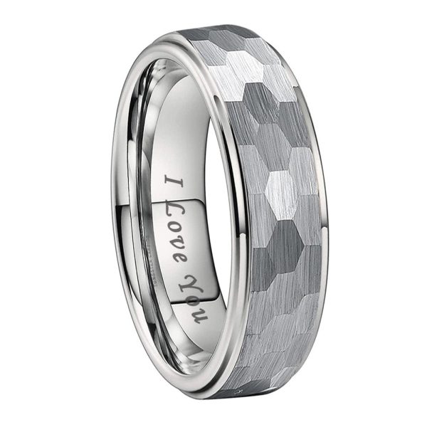 Levi Silver Hammered Tungsten Carbide Ring
