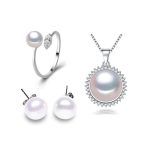 Linda Freshwater Pearl Earrings Ring Necklace Jewelry Set