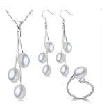 Lola  Natural Freshwater Earrings Necklace Ring Pearl Jewelry Sets