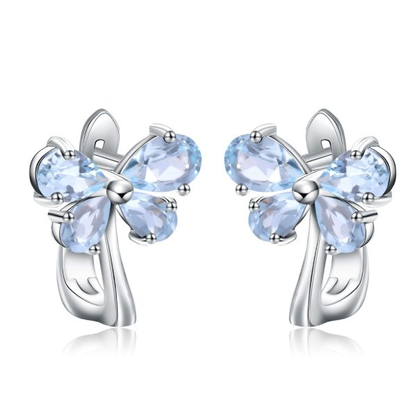 Luna Natural Sky Blue Topaz Gemstone Stud Earrings