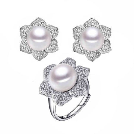 Lynn Freshwater Pearl Ring Earrings Jewelry Set