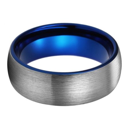 Major Blue And Silver Tungsten Carbide Wedding Band Ring