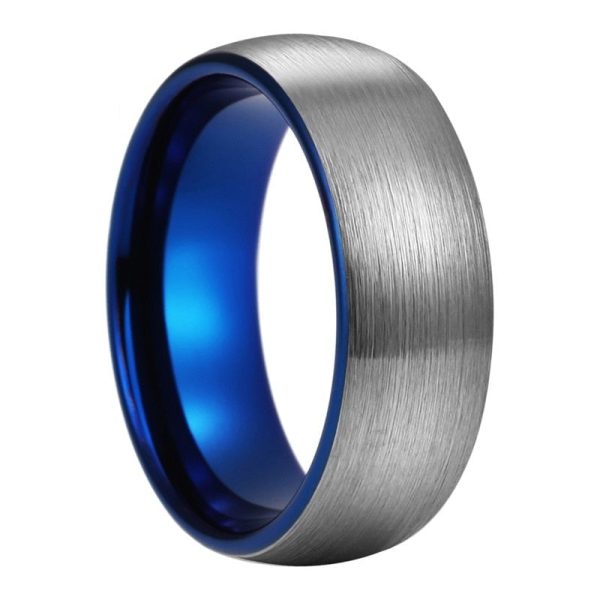 Major Blue  And Silver Tungsten Carbide Wedding Band Ring