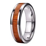 Major Tungsten Carbide Ring Natural Koa Wood Inlay