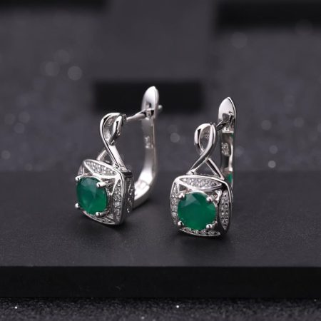 Mallory Natural Green Agate Gemstone Stud Earrings
