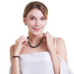 Maria  Natural Black Freshwater Necklace  Bracelet Earrings  Pearl Jewelry Sets