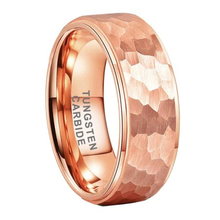 Maximo Rose Gold Hammered Tungsten Carbide Rings