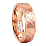 Maximo Rose Gold Hammered Tungsten Carbide Rings