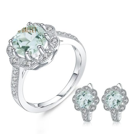 Maya Natural Green Prasiolite Gemstone Jewelry Sets