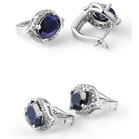Melanie Natural Blue Sapphire Gemstone Stud Earrings