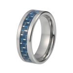 Men's Tungsten Carbide Ring With Blue Carbon Fiber Inlay