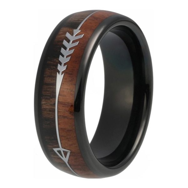 Mens Tungsten Carbide Rings With Koa Wood Inlay