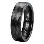 Miguel  Black Hammered Tungsten Carbide Ring