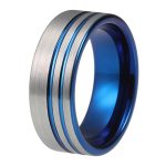 Milan Silver And Blue Tungsten Carbide Wedding Band