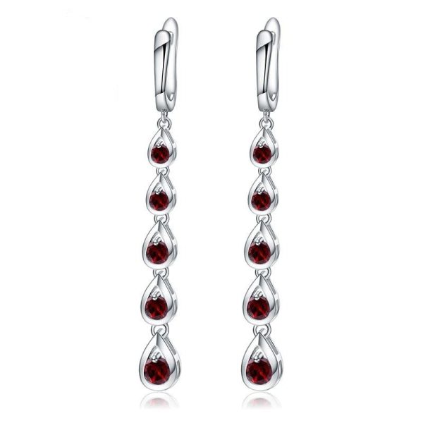 Misha Natural Red Garnet Gemstone Drop Earrings