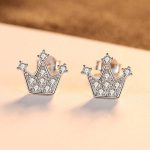 Natalia Small Crown Stud Earrings For Girls And Women