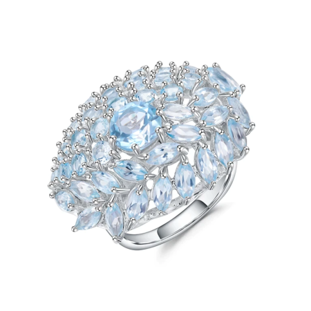Natural Blue Topaz Gemstone  Ring