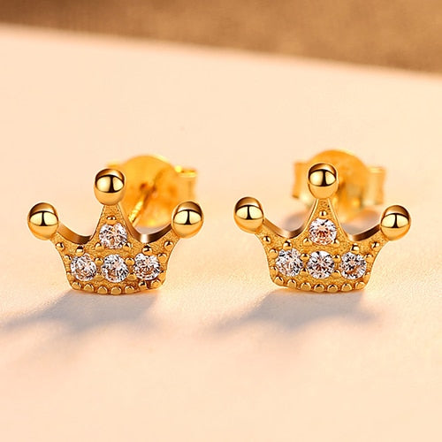 Nevaeh Small Crown Stud Earrings For Women In Sterling Silver