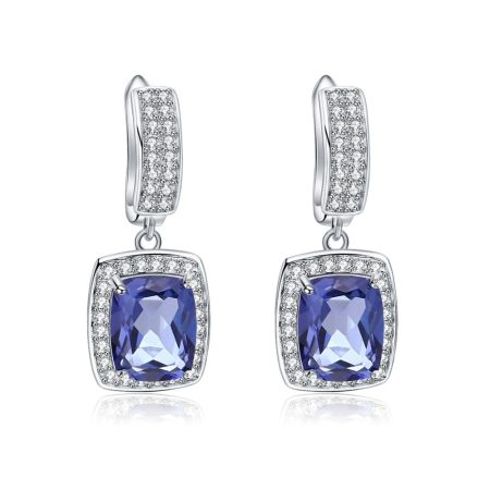 Olivia Natural Iolite Blue Mystic Quartz Gemstone Drop Earrings