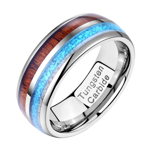Owen Tungsten Carbide Rings With Wood Inlay