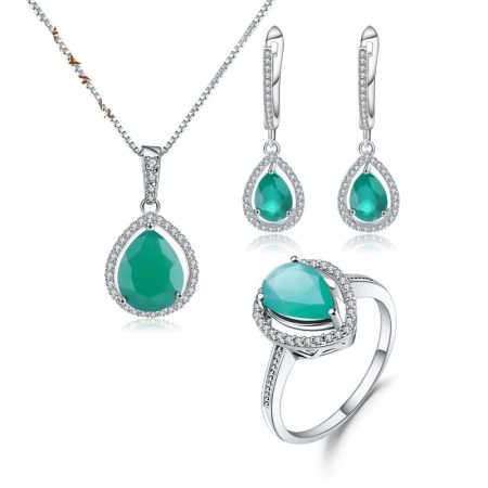 Penelope Natural Green Agate  Gemstone  Jewelry Sets