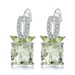 Penelope Natural Green Amethyst And Peridot Gemstone Stud Earrings