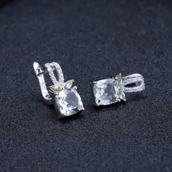 Penelope Natural Green Amethyst And Peridot Gemstone Stud Earrings