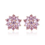 Pink Sterling Silver Flower Stud Earrings