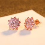 Pink Sterling Silver Flower Stud Earrings