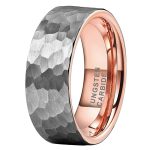 Rose Gold Hammered Tungsten Carbide Ring Engagement Wedding Band