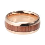 Rose Gold Mens Tungsten Carbide Ring With Wood Inlay
