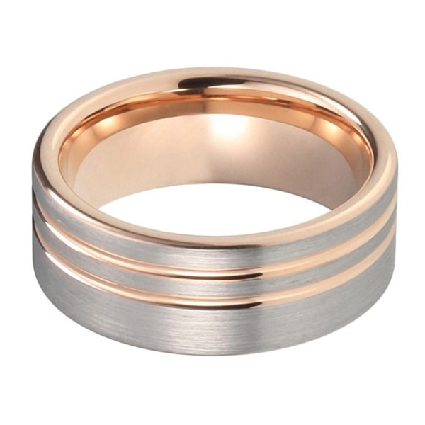 Rose Gold Wedding Band Tungsten Carbide Ring For Men
