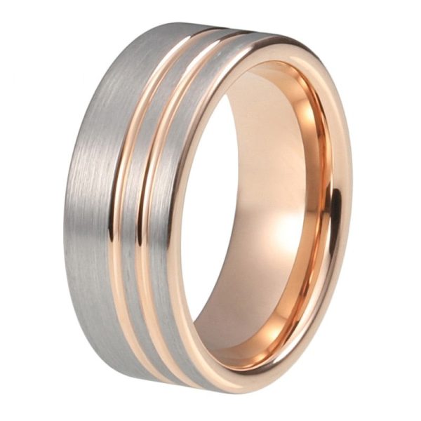 Rose Gold Wedding Band Tungsten Carbide Ring For Men