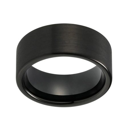 Salvador 10mm Black Mens Tungsten Carbide Wedding Band Ring