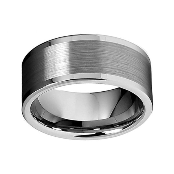 Samir Large 10mm Silver Tungsten Carbide Ring Wedding Band