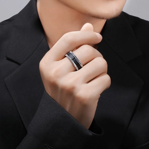 Samuel Black And Silver Tungsten Carbide Rings For Men