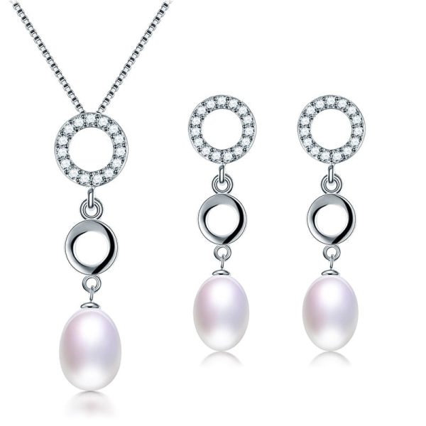 Santana Freshwater  Pearl Earrings Necklace Jewelry Sets 