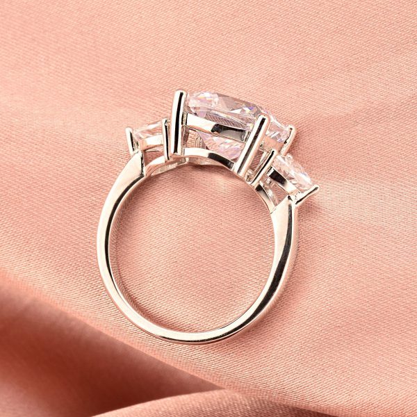 Sara Three-stones Cushion Triangle Cut Sterling Silver  Ring